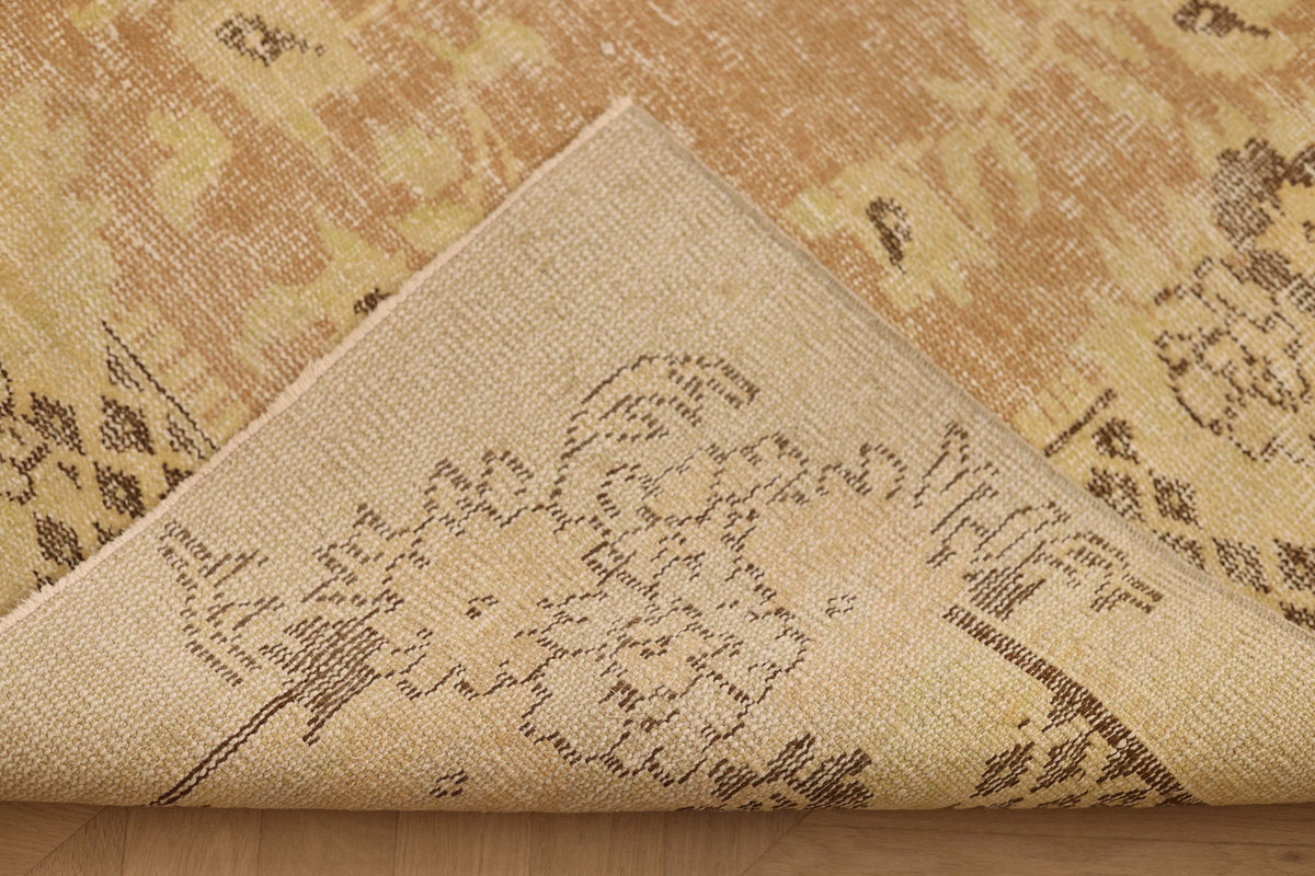 Vintage Isparta Turkish Area Rug 6x10 ft — Beige & Brown Floral
