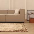 Vintage Isparta Turkish Area Rug 6x9 ft — Beige & Brown Floral