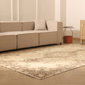 Vintage Isparta Turkish Area Rug 6x10 ft — Beige & Brown Floral