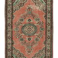 Vintage Isparta Turkish Area Rug 6x10 ft — Red & Green Floral