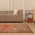 Vintage Isparta Turkish Area Rug 7x10 ft — Red & Beige Floral