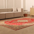 Vintage Isparta Turkish Area Rug 7x10 ft — Red & Beige Floral