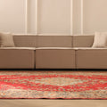 Vintage Isparta Turkish Area Rug 7x10 ft — Red & Beige Floral