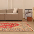 Vintage Isparta Turkish Area Rug 7x10 ft — Red & Beige Floral