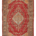 Vintage Isparta Turkish Area Rug 7x10 ft — Red & Beige Floral
