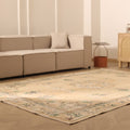 Vintage Isparta Turkish Area Rug 7x10 ft — Beige & Brown Floral