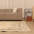 Vintage Isparta Turkish Area Rug 7x10 ft — Beige & Brown Floral