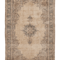 Vintage Isparta Turkish Area Rug 7x10 ft — Beige & Brown Floral