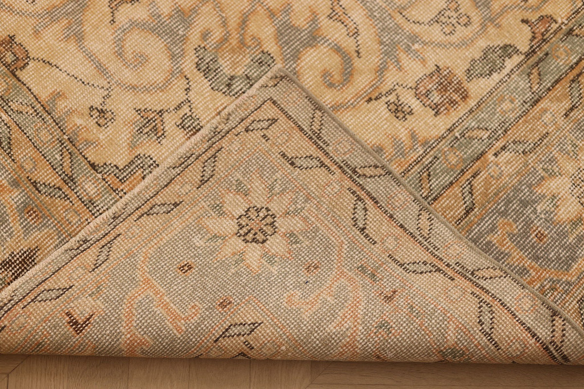 Vintage Isparta Turkish Area Rug 7x10 ft — Orange & Beige Floral