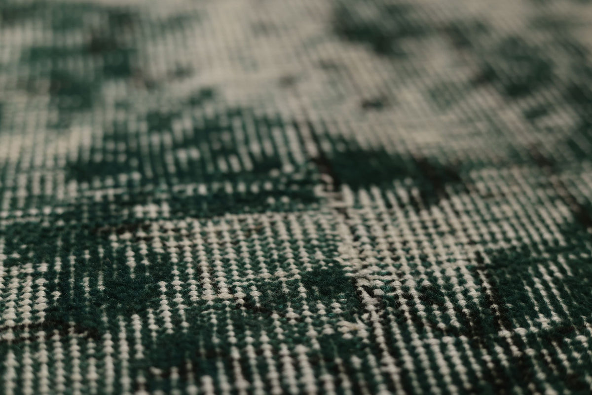 Vintage Isparta Turkish Area Rug 7x10 ft — Green & Gray Overdyed