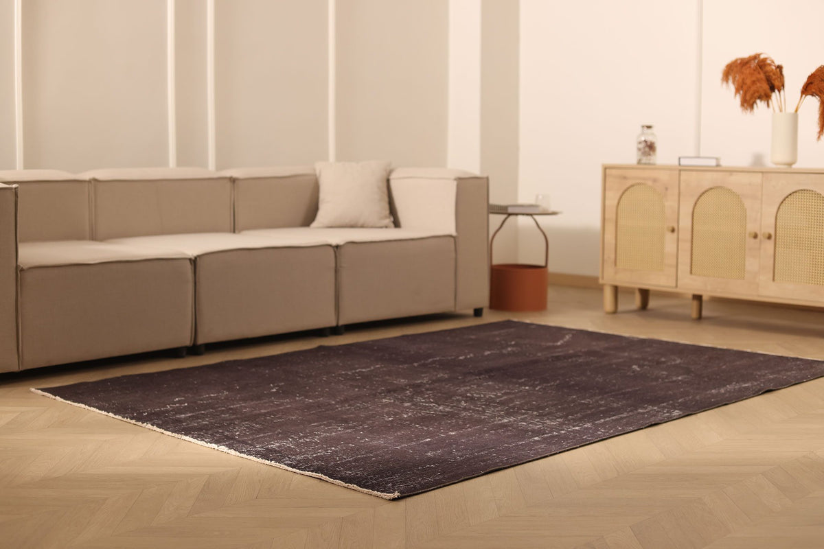 Vintage Isparta Turkish Area Rug 6x8 ft — Brown & Gray Overdyed