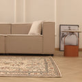 Vintage Manisa Turkish Area Rug 5x9 ft — Beige & Brown Floral