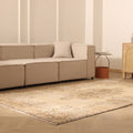 Vintage Isparta Turkish Area Rug 6x9 ft — Beige & Brown Floral
