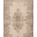 Vintage Isparta Turkish Area Rug 6x9 ft — Beige & Brown Floral