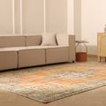 Vintage Manisa Turkish Area Rug 6x10 ft — Orange & Green Floral