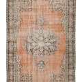Vintage Manisa Turkish Area Rug 6x10 ft — Orange & Green Floral