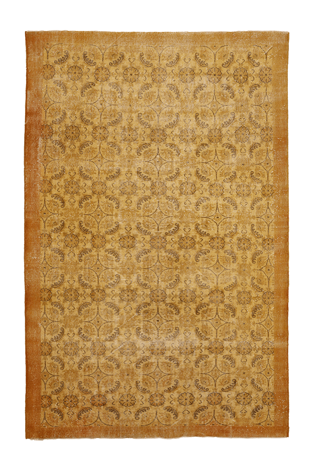 Vintage Isparta Turkish Area Rug 6x10 ft — Orange & Yellow Floral