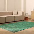 Vintage Isparta Turkish Area Rug 5x8 ft — Green Overdyed