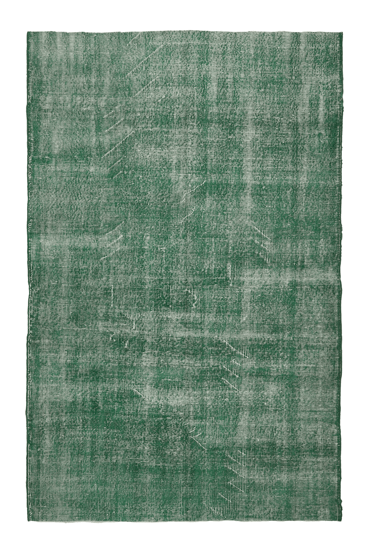 Vintage Isparta Turkish Area Rug 5x8 ft — Green Overdyed