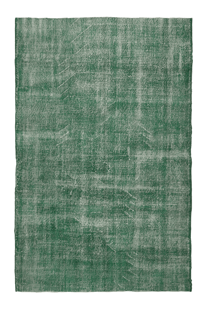 Vintage Isparta Turkish Area Rug 5x8 ft — Green Overdyed