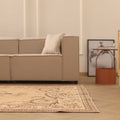 Vintage Isparta Turkish Area Rug 6x9 ft — Beige & Brown Floral