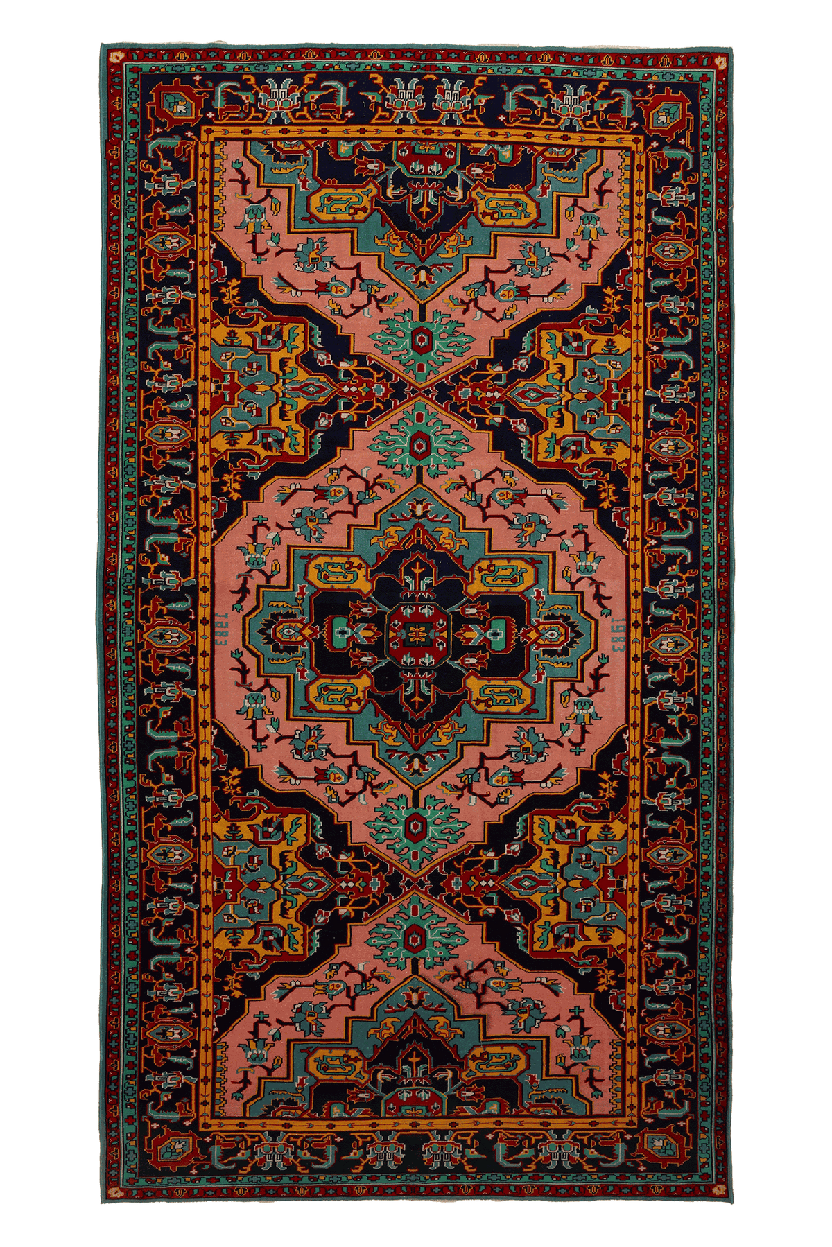 Vintage Konya Turkish Area Rug 6x11 ft — Pink & Blue Floral