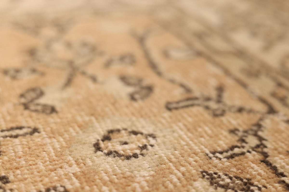 Vintage Isparta Turkish Area Rug 7x9 ft — Beige & Brown Floral