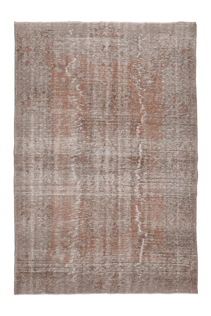 Vintage Isparta Turkish Area Rug 6x9 ft — Brown & Gray Floral