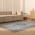 Vintage Isparta Turkish Area Rug 6x9 ft — Blue & Gray Floral