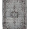 Vintage Isparta Turkish Area Rug 6x9 ft — Blue & Gray Floral