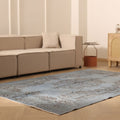Vintage Isparta Turkish Area Rug 6x9 ft — Blue & Gray Floral