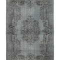 Vintage Isparta Turkish Area Rug 6x9 ft — Blue & Gray Floral