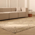 Vintage Manisa Turkish Area Rug 6x11 ft — Beige & Brown Floral