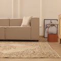 Vintage Manisa Turkish Area Rug 6x11 ft — Beige & Brown Floral