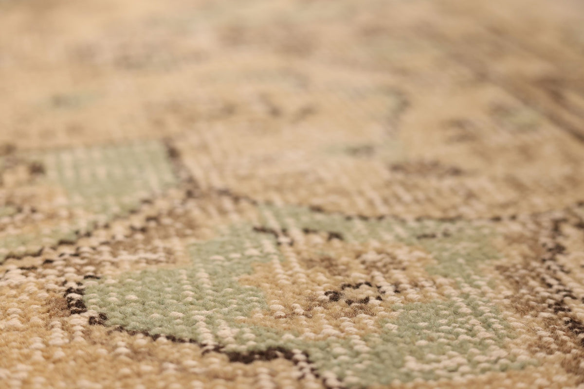 Vintage Manisa Turkish Area Rug 5x10 ft — Beige & Brown Floral
