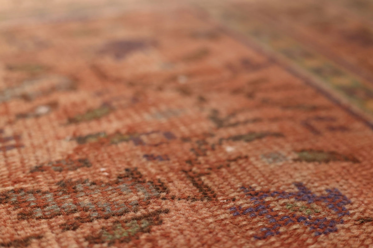 Vintage Manisa Turkish Area Rug 6x9 ft — Orange & Brown Floral