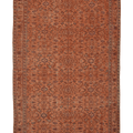 Vintage Manisa Turkish Area Rug 6x9 ft — Orange & Brown Floral