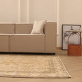 Vintage Manisa Turkish Area Rug 6x9 ft — Beige & Brown Floral