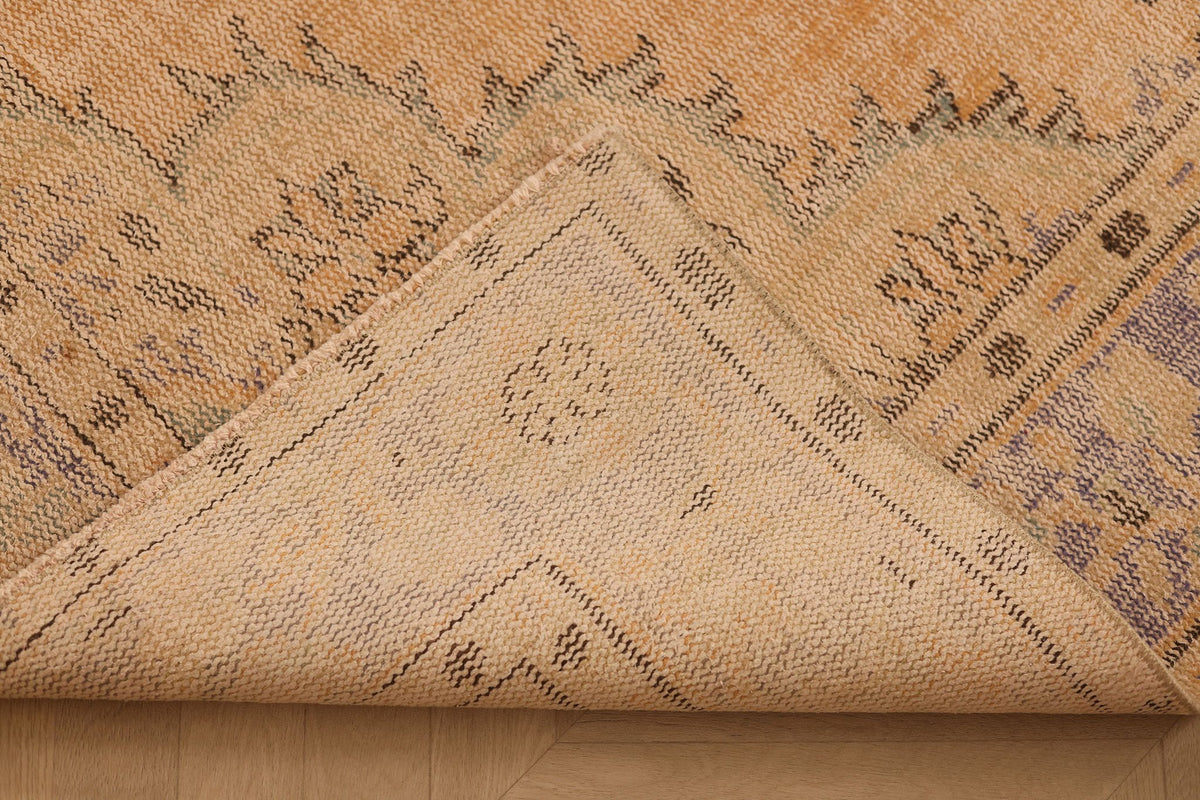 Vintage Manisa Turkish Area Rug 6x10 ft — Orange & Beige Floral