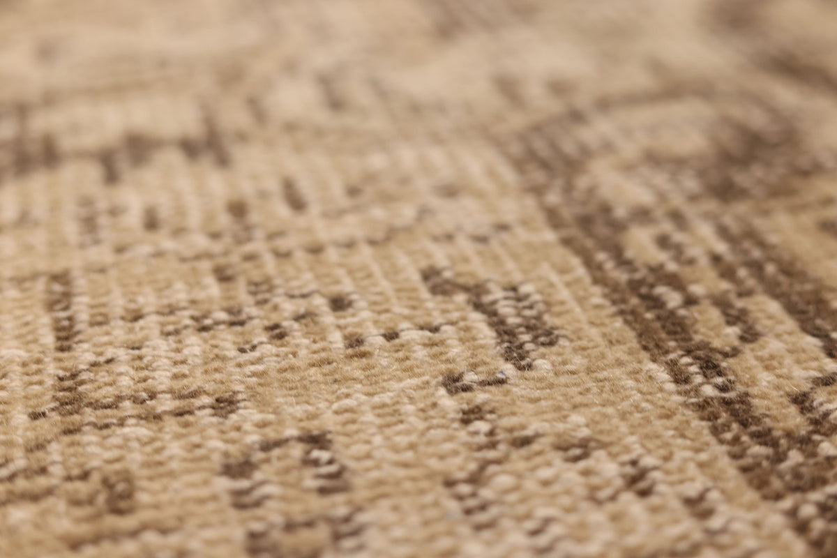 Vintage Manisa Turkish Area Rug 6x9 ft — Beige & Brown Floral