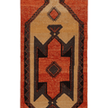 Vintage Malatya Turkish Doormat 2x4 ft — Orange & Brown Geometric (No. 34078)
