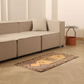 Vintage Malatya Turkish Doormat 2x4 ft — Orange & Brown Geometric (No. 34079)
