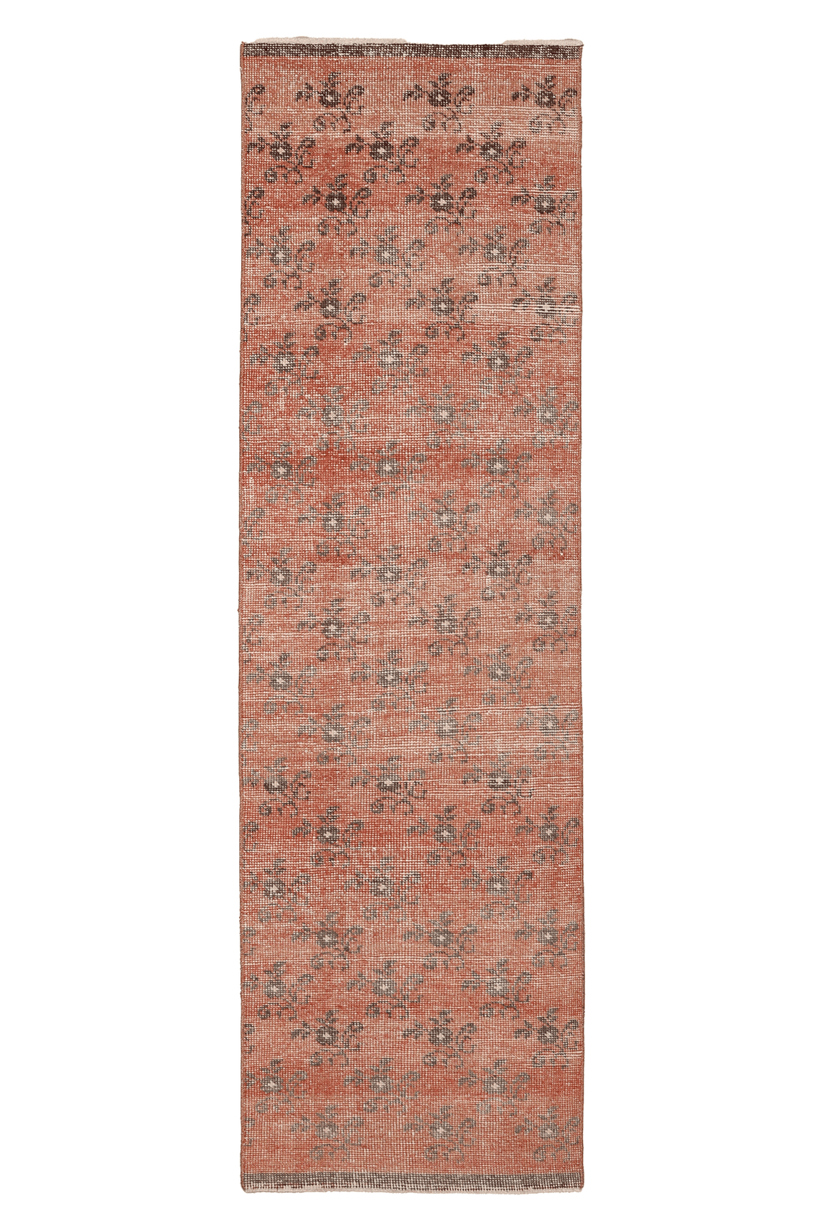 Vintage Malatya Turkish Runner Rug 2x7 ft — Red & Gray Distressed