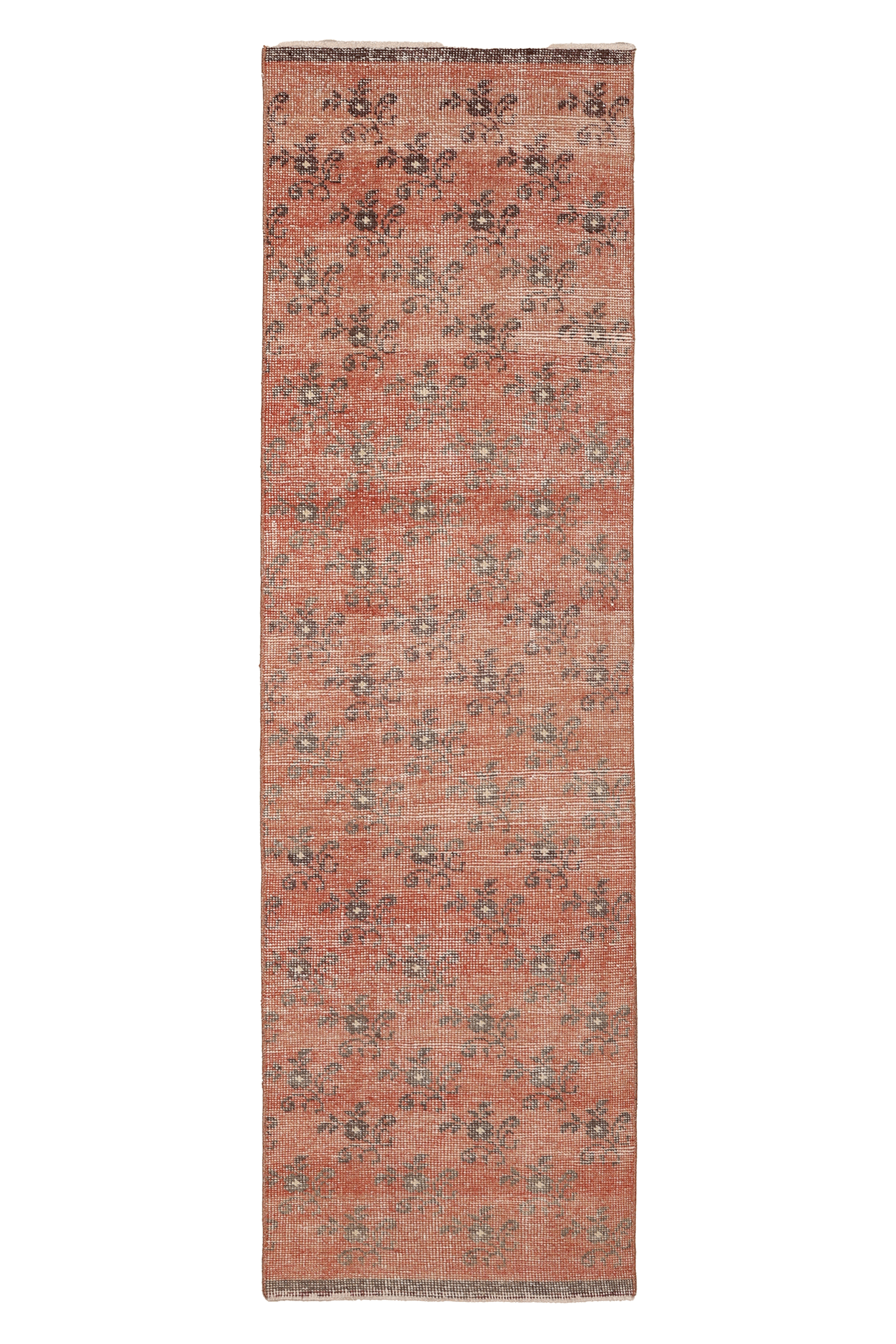 Vintage Malatya Turkish Runner Rug 2x7 ft — Red & Gray Distressed
