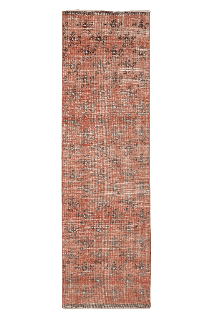 Vintage Malatya Turkish Runner Rug 2x7 ft — Red & Gray Distressed