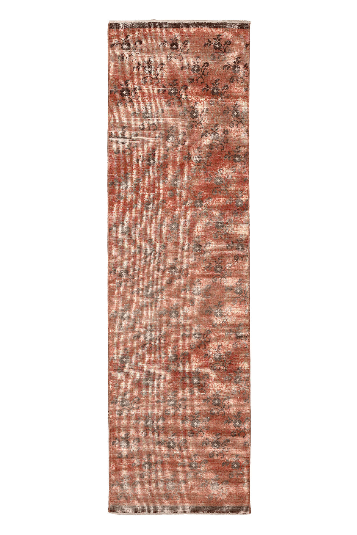 Vintage Malatya Turkish Runner Rug 2x8 ft — Red & Gray Floral