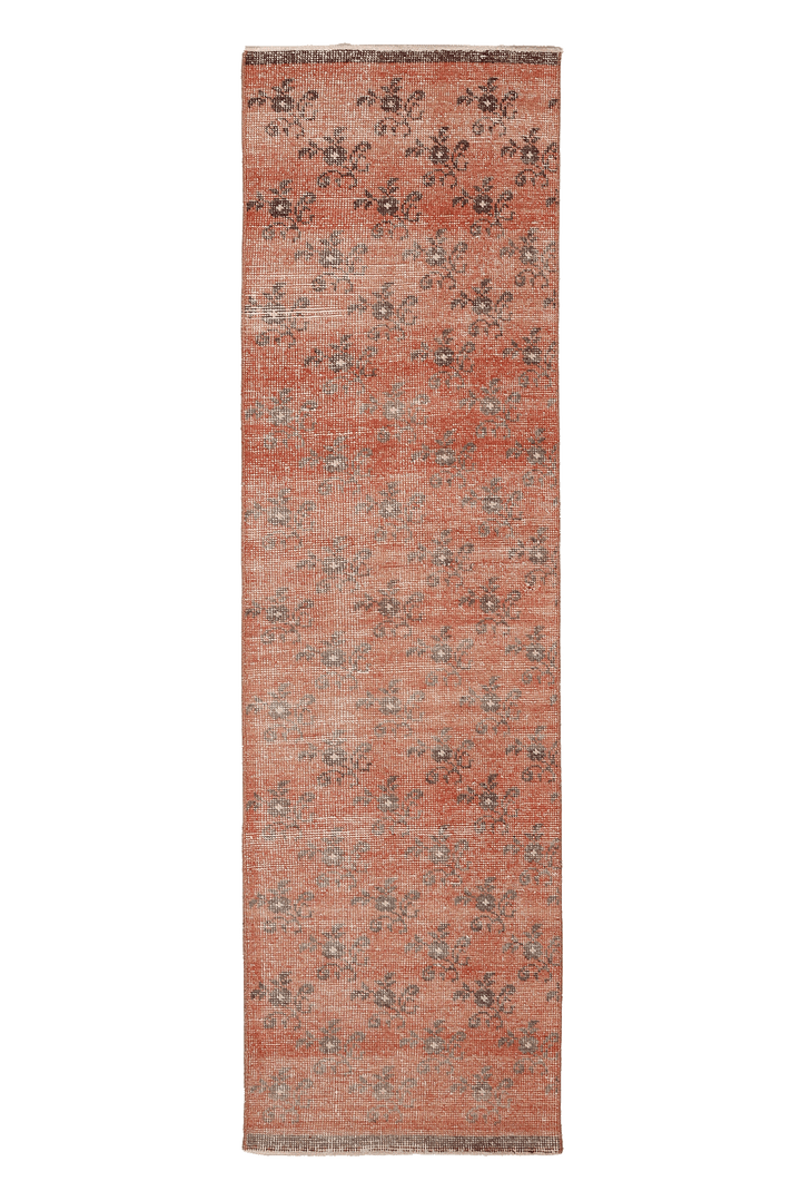 Vintage Malatya Turkish Runner Rug 2x8 ft — Red & Gray Floral