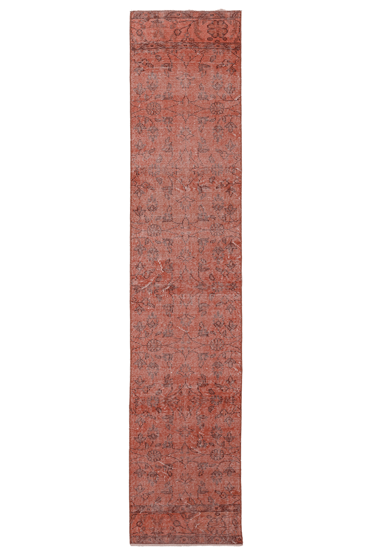 Vintage Isparta Turkish Runner Rug 1x9 ft — Red Floral