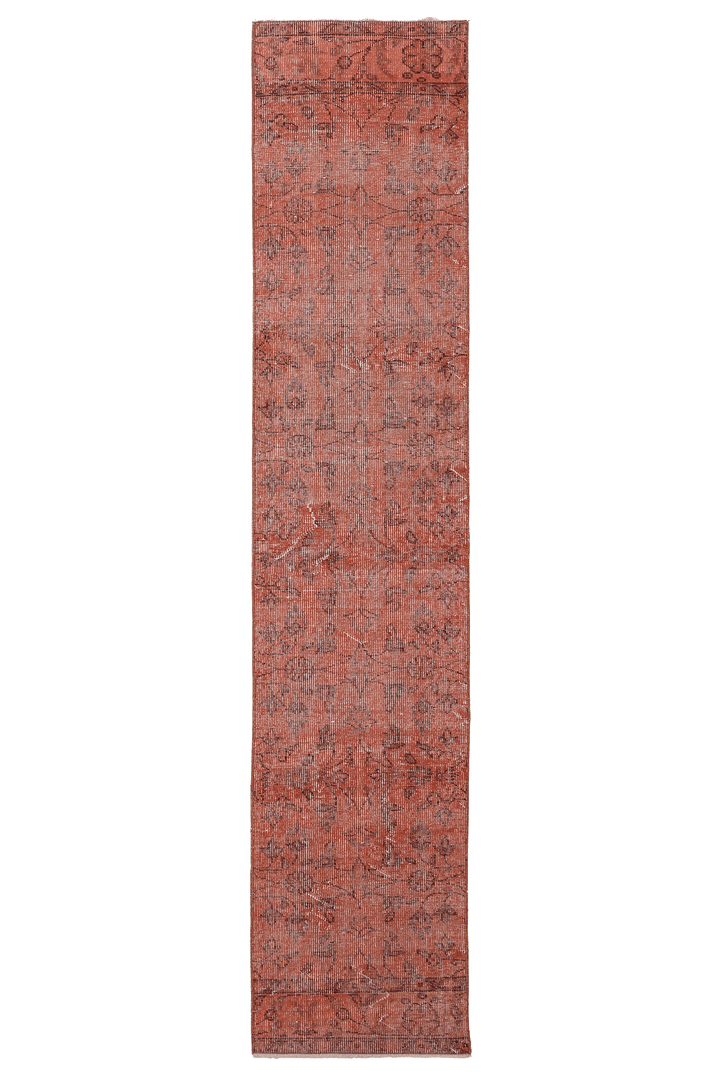 Vintage Isparta Turkish Runner Rug 1x9 ft — Red Floral
