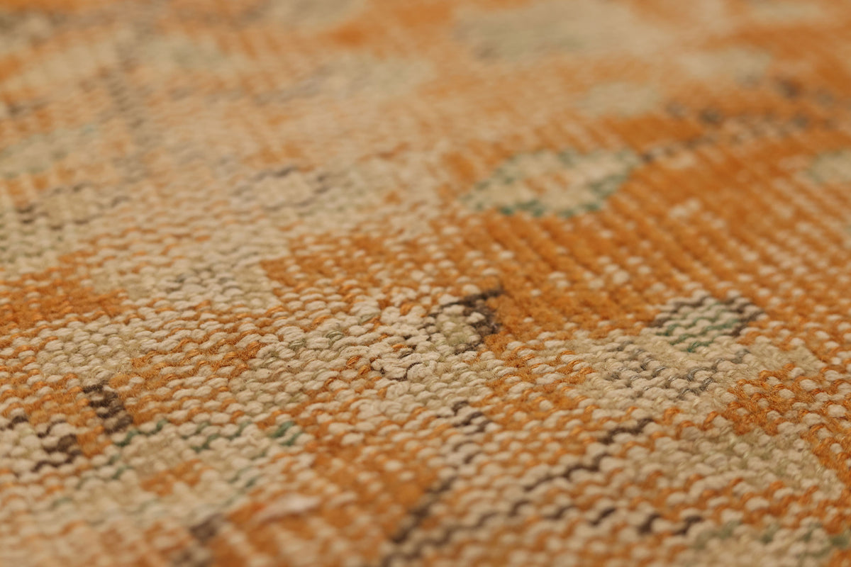 Vintage Manisa Turkish Runner Rug 1x6 ft — Orange & Beige Distressed